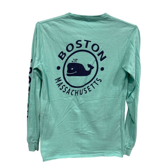 Boston Massachusetts Whale Graphic Tee XS Crewneck Long Sleeve Basic Essential - Picture 2 of 6